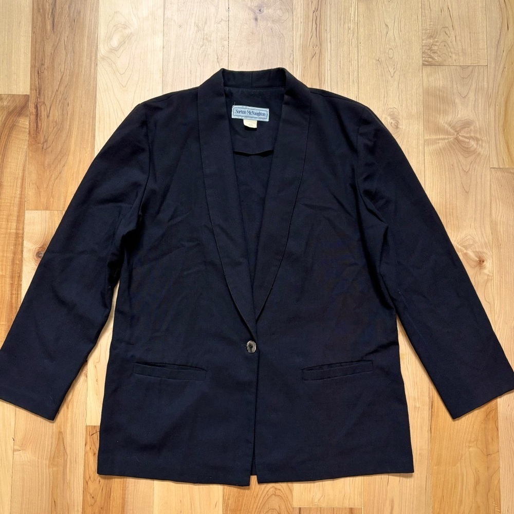 Norton McNaughton Vintage Solid Black Women's Blazer Made in USA